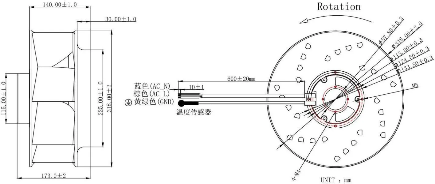 CQ318B22HE dimensional drawing